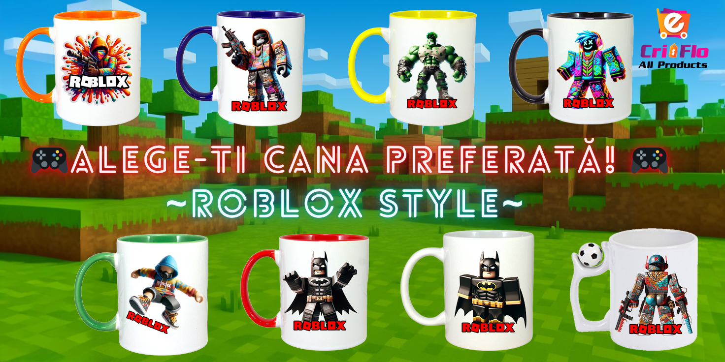 Super cani personalizate cu jocul preferat al copiilor Roblox Games, caractere si personaje din Roblox
